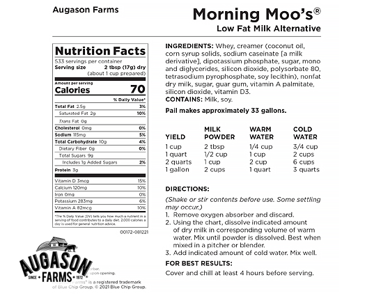 Augason Farms: Morning Moos Lowfat Milk Alternative Pail